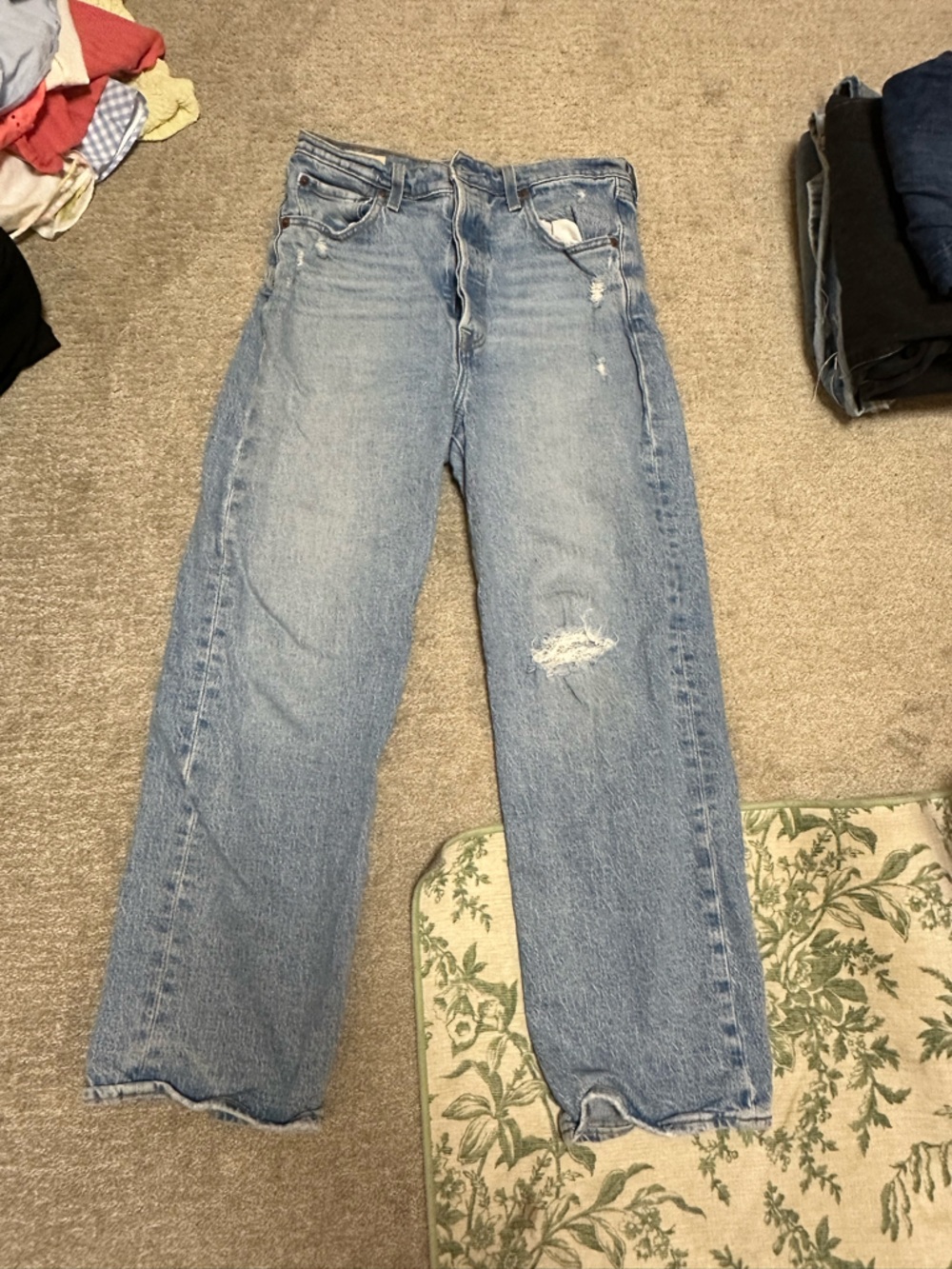 Levi's Light Blue Wide Leg Distressed Jeans